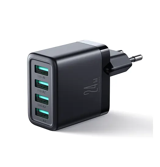 JOYROOM™ | 4 Port USB Hurtig Oplader - 24W - Sort