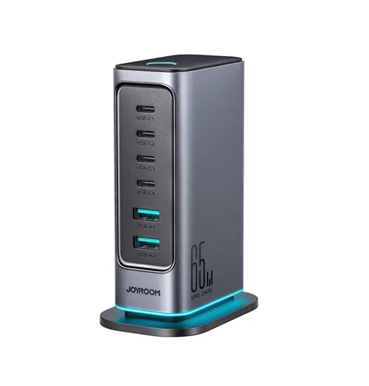 JOYROOM™ 65W Ladestation – 4x USB-C & 2x USB-A – Sort