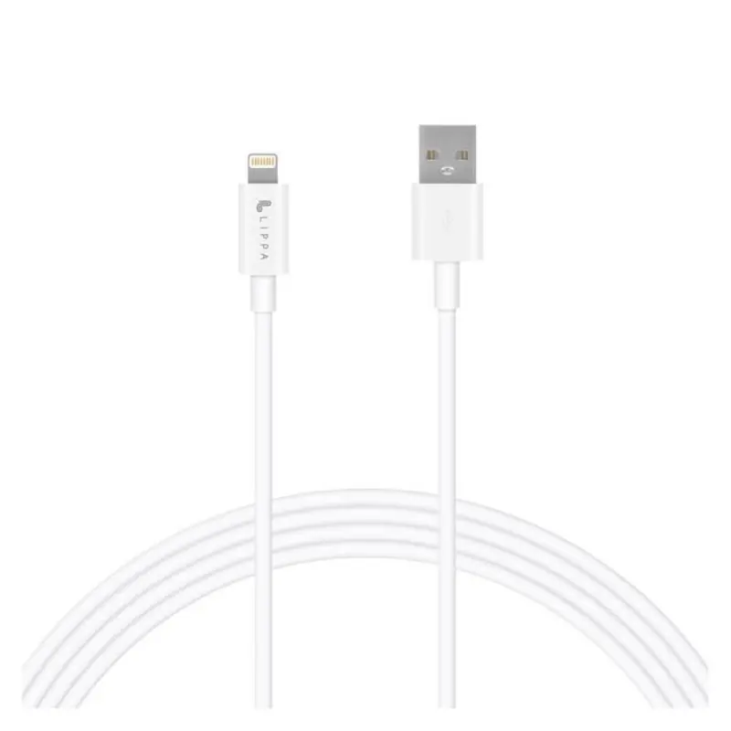 Lippa 12W USB-A til Lightning Kabel - 1 meter - Hvid