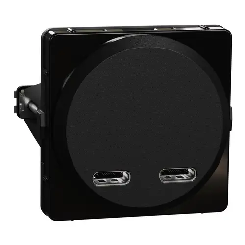 LK One Dobbelt USB-Lader C+C 21W – 1 Modul Sort