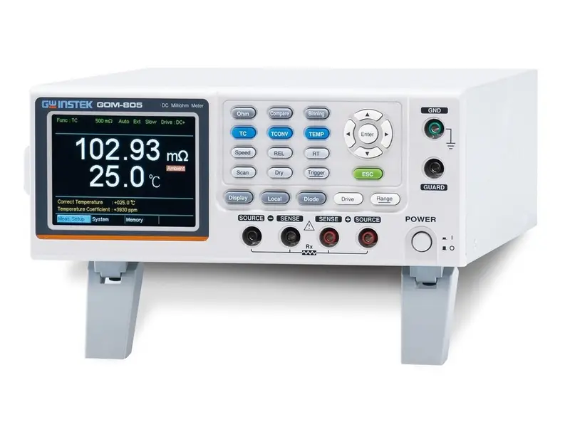 Milli-Ohm meter 50mOhm – 5MOhm. Med 3,5” LCF display. Drive modes