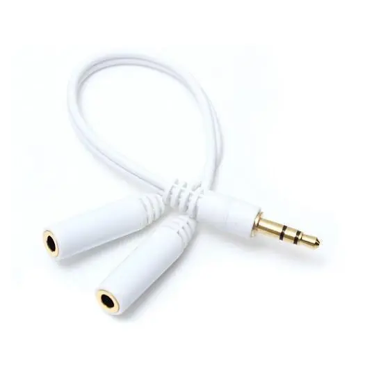 Minijack 3.5mm Audio Headset Splitterkabel - Hvid