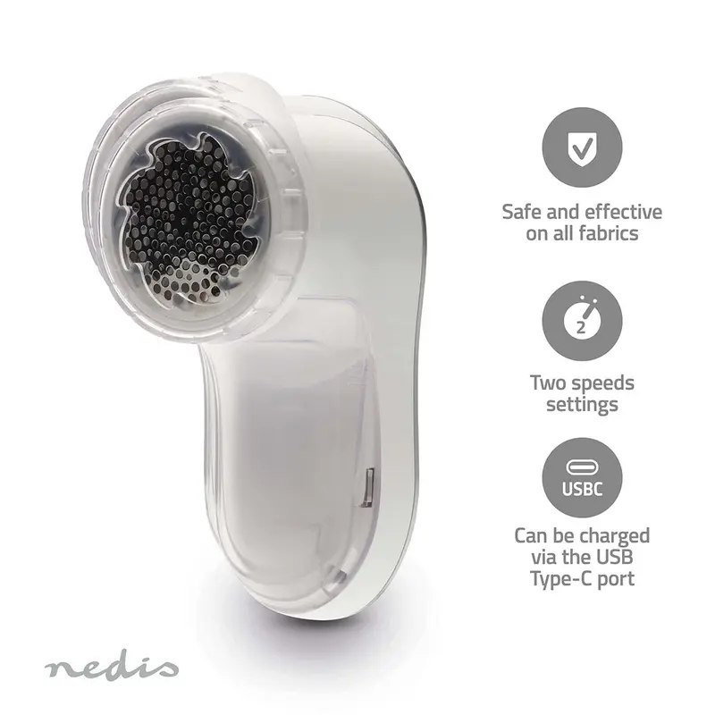 Nedis - Lint Remover | Built-In Lithium-Ion | Clothes - VCRLR10WT