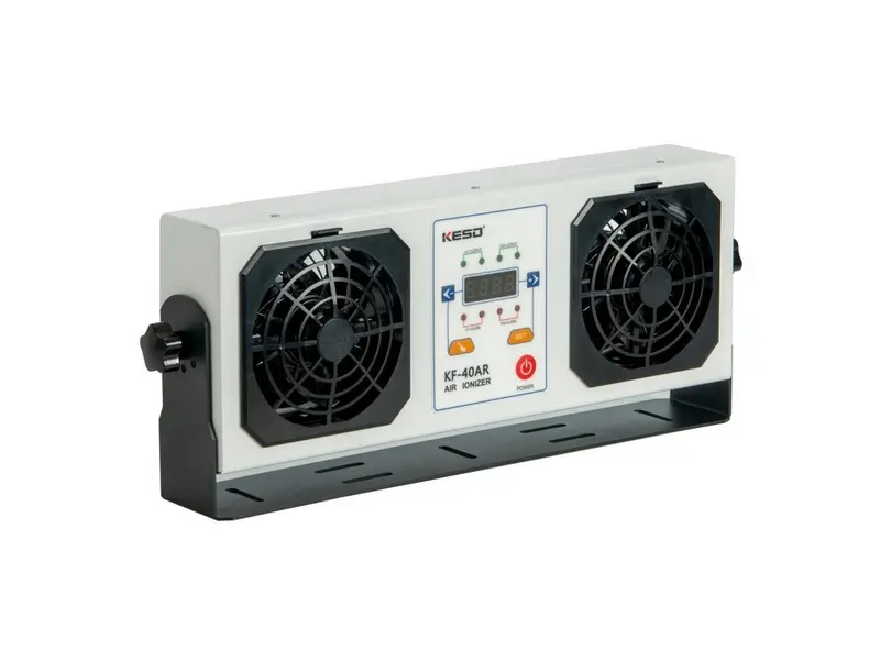 Overhead ionizing air blower with auto cleaner