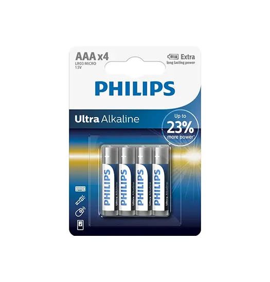 Philips® ExtremeLife+ - LR03E4B - AAA 1.5V Batterier - 4.stk