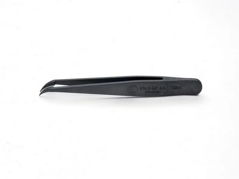Plastic pincet 1,0mm x 115mm bøjet hoved, ESD