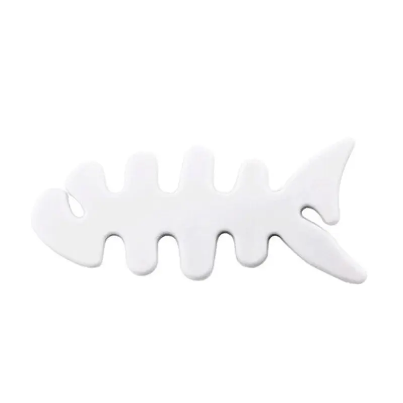 Plastik Kabelopruller - Fisk - Hvid