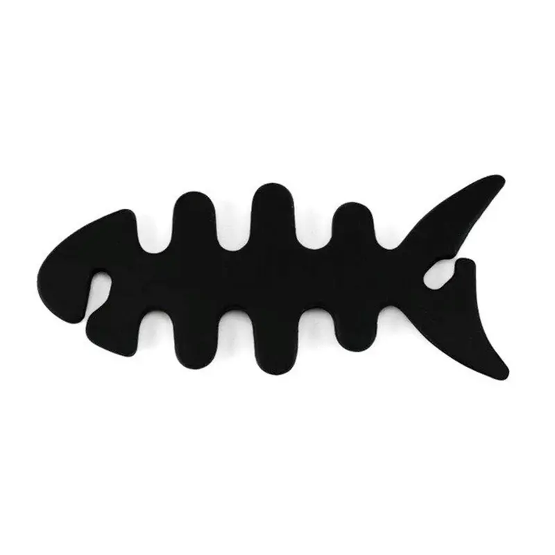 Plastik Kabelopruller - Fisk - Sort