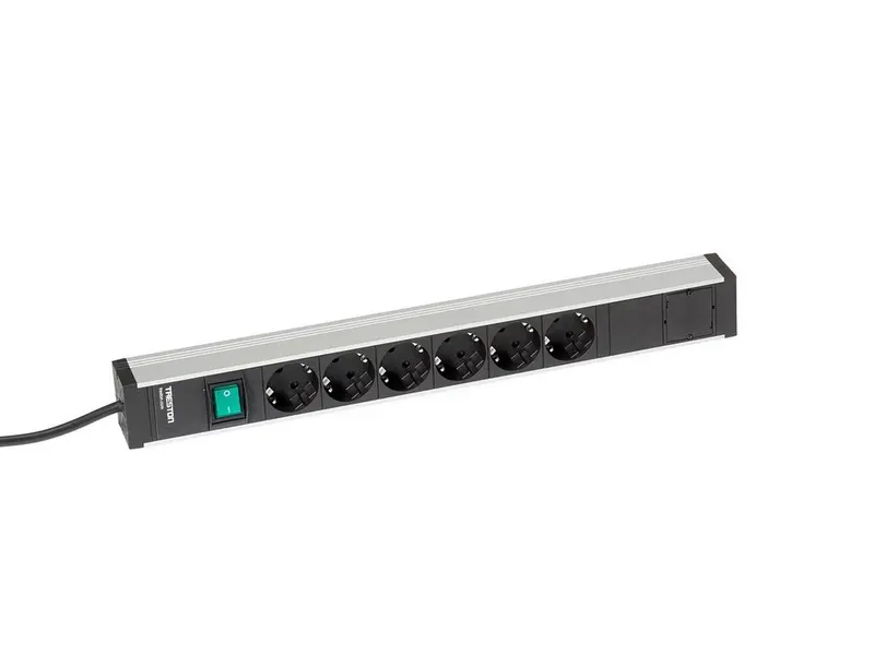 Power rail 468mm 6 sockets+switch