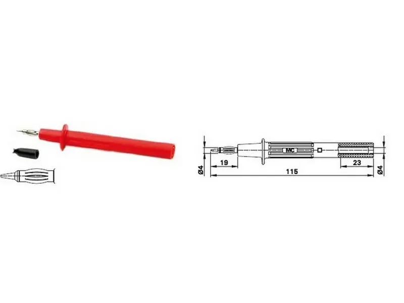 Prøvepind 4mm PP115/4 rød 1000V - CAT II - 32A