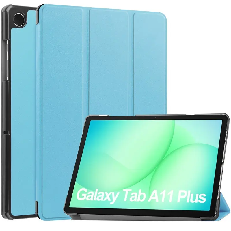 Samsung Galaxy Tab A11+ (Plus) EIDERWOOD Kunstlæder Tablet Cover m. Standerfunktion - Lyseblå