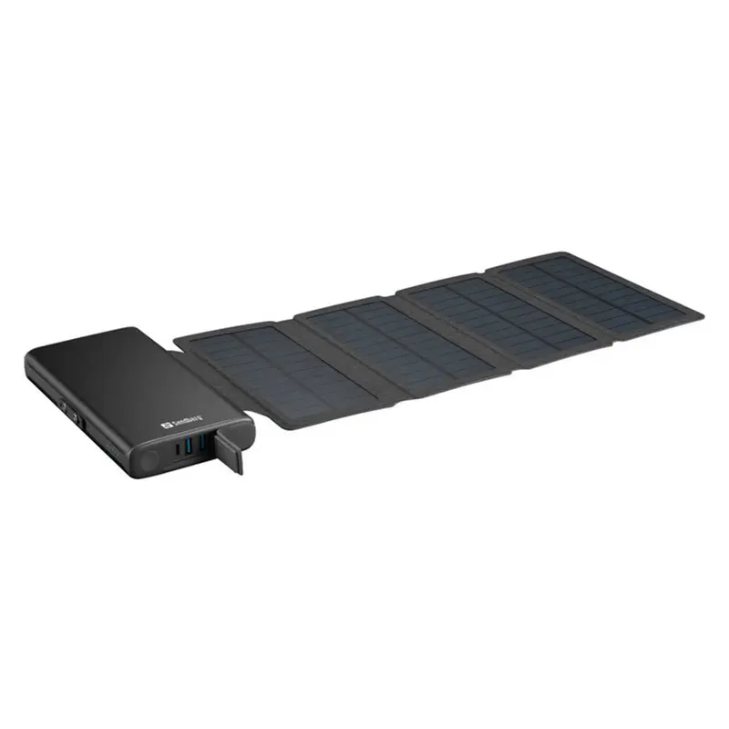 Sandberg Powerbank m. 25.000 mAh og solcelleoplader, Sort