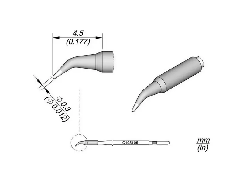 Soldering tip conical bent, D
