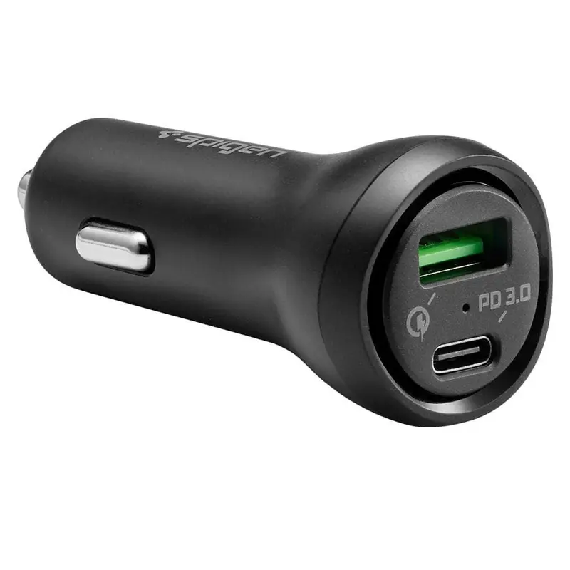 Spigen SteadiBoost 45W Biloplader med USB-C & USB-A - Sort