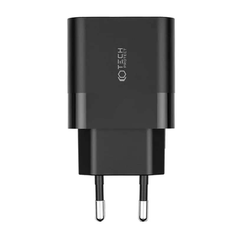 Tech-Protect 30W Vægoplader m. 1 x USB-C & 1 x USB-A - Sort