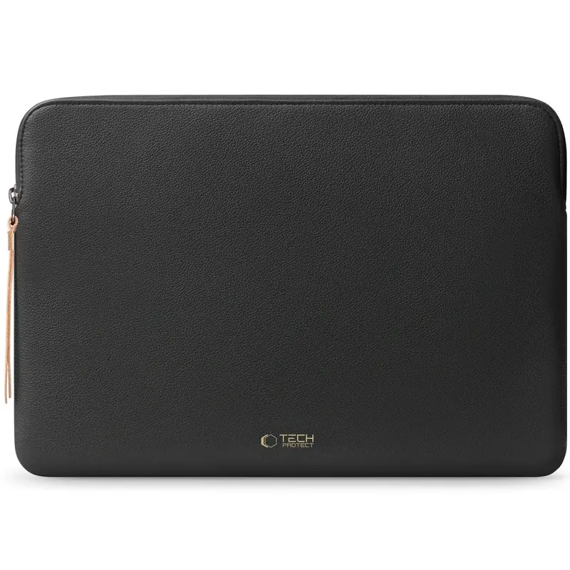 Tech-Protect MacBook / Laptop 15-16" Computer Sleeve i Kunstlæder - Foret Inderside - Black