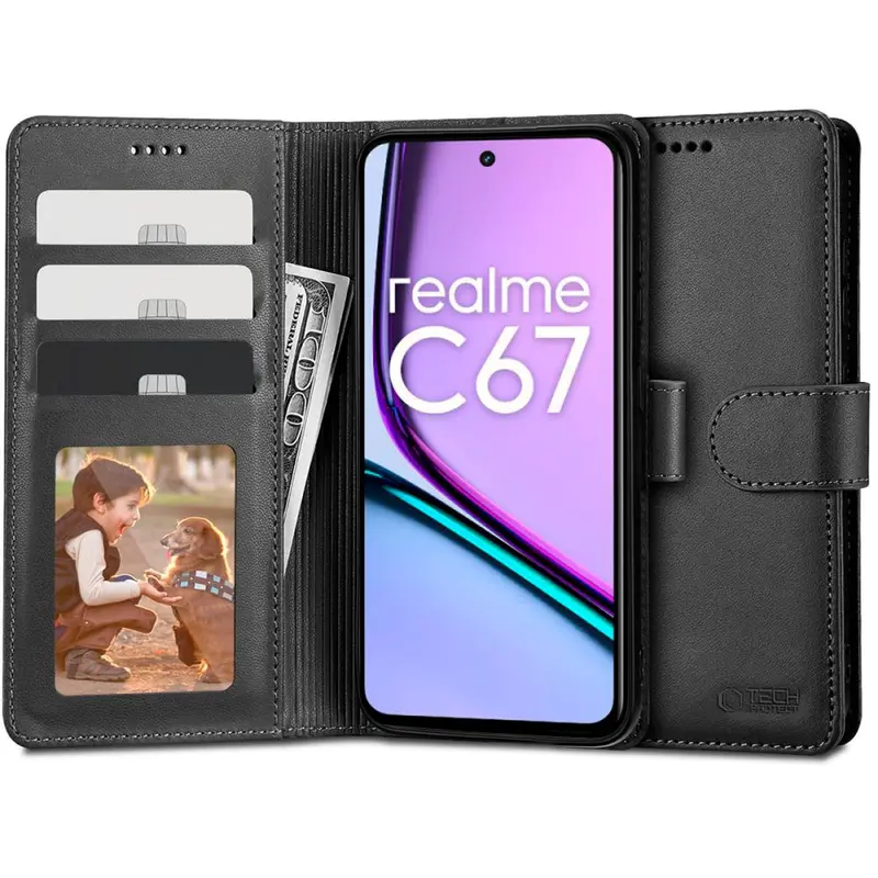 Tech-Protect Realme C67 (4G) Flip Wallet m. Pung - Sort