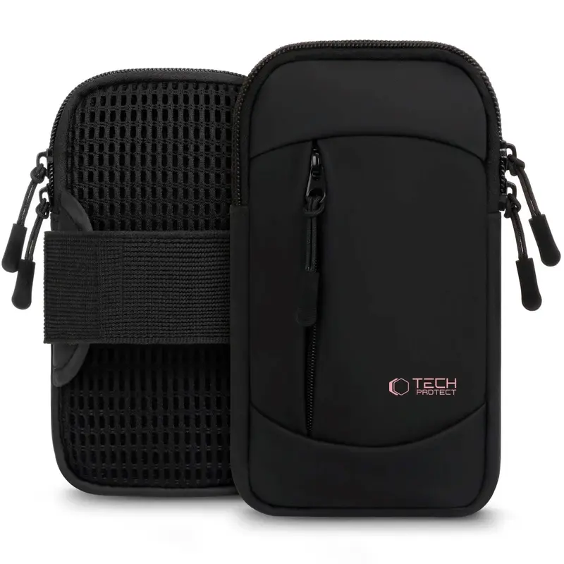 Tech-Protect - Universal Løbearmbånd - Sort / Lyserød