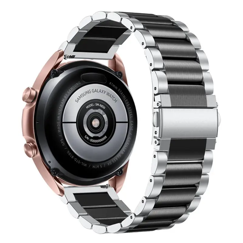 Universal Smartwatch (20mm) - Rustfri Stål Rem - Sølv / Sort