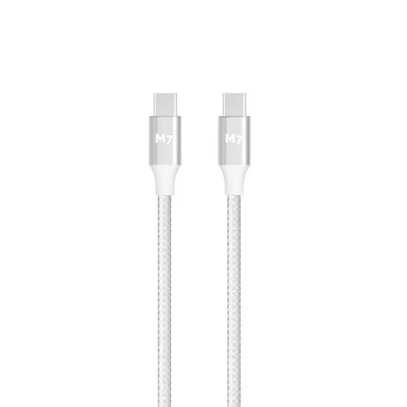USB-C PD nylon opladningskabel i hvid - M7