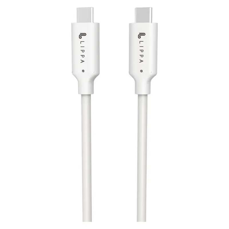 USB-C til USB-C 100W 10Gbps kabel 2m, Hvid