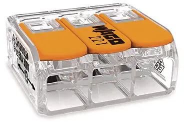 WAGO samlemuffe 3-polet 0,5–6 mm² – serie 221 (transparent)
