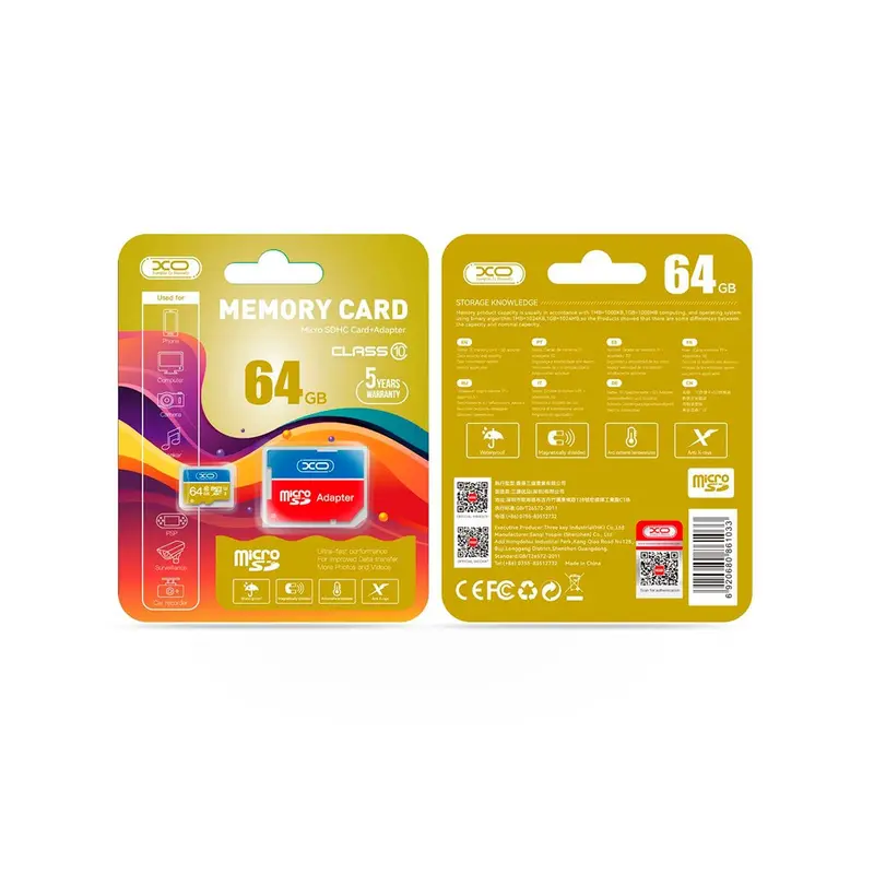 XO - MicroSDHC Hukommelseskort m. Adapter 64GB